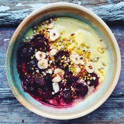 Directly above shot of smoothie bowl