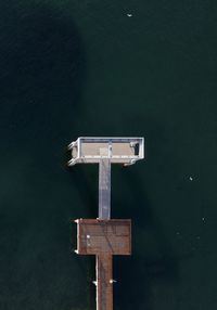 High angle view of ship in sea