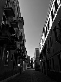 Empty alley amidst buildings in city