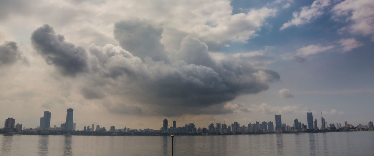 PANORAMIC VIEW OF CITY SKYLINE AGAINST SKY