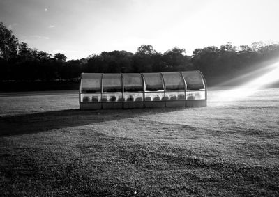 Train on land against sky