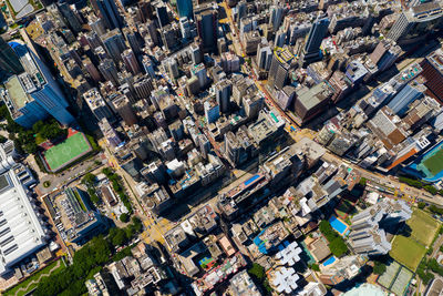 Aerial view of modern buildings in city