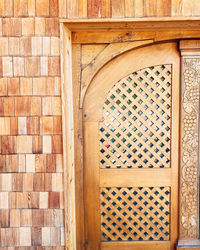 Closed door of building