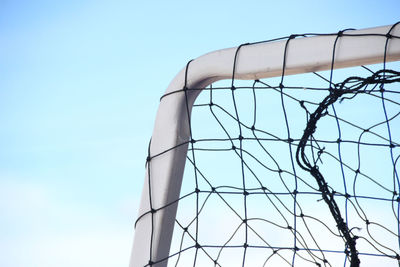 Low angle view of fence against clear sky