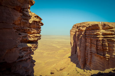 Rock formation against clear sky