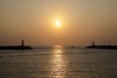 Scenic view of sea during sunset