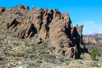 Rock formation on land against sky