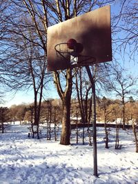 Low angle view of basketball hoop against sky