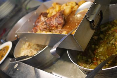 Close-up of food at commercial kitchen