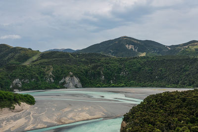 Scenic view of mountains against sky