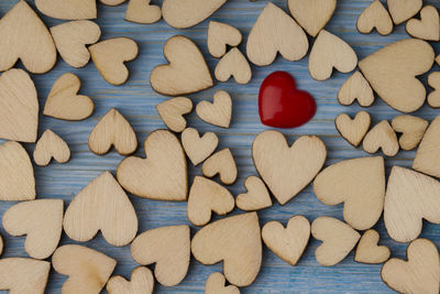 Directly above shot of heart shape cookies