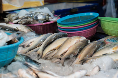 Close-up of fish for sale in market