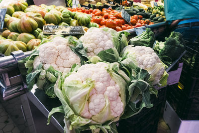 Vegetables for sale at market stall