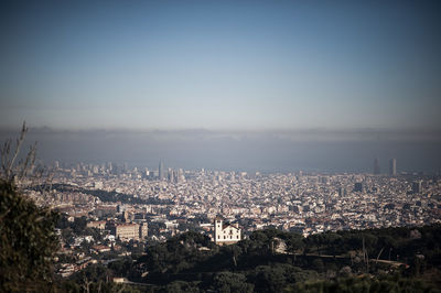 High angle view of cityscape against sky