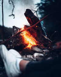 View of bonfire