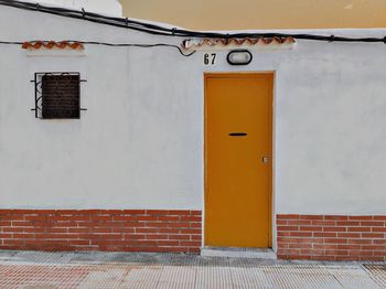 Closed door of building