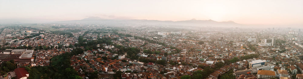 High angle shot of townscape against sky