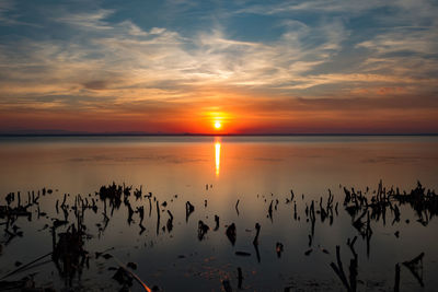 Scenic view of sea against sky during sunset