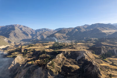 Aerial view of the colca canyon in arequipa. peru