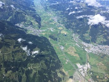 Aerial view of agricultural landscape