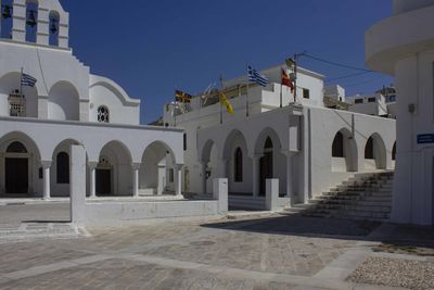 View of historic building against clear blue sky