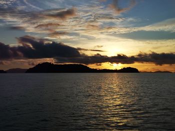 Scenic view of sea against sky during sunset