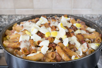 Close-up of food in cooking pan