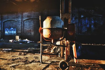 Old rusty machine part in abandoned factory