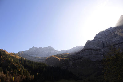 Scenic view of mountains against clear sky