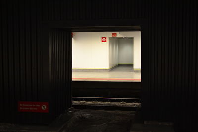 Open sign at railroad station