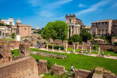 View of the ancient ruins of the roman forum in rome