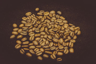 High angle view of coffee beans on table