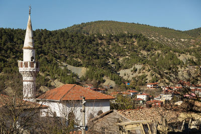 Scenic view of mountains against clear sky