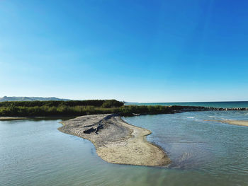 Scenic view of sea against clear sky