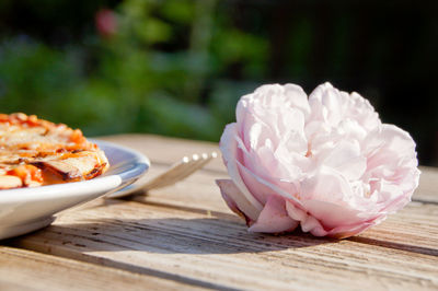 Close-up of ice cream on table