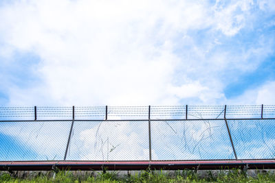 Fence on field against sky