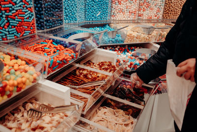 High angle view of food for sale