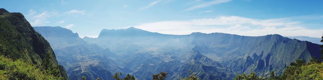 Panoramic view of mountains against sky