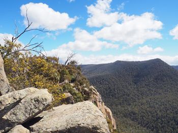 Scenic view of mountains against sky