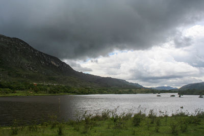 Scenic view of lake against sky