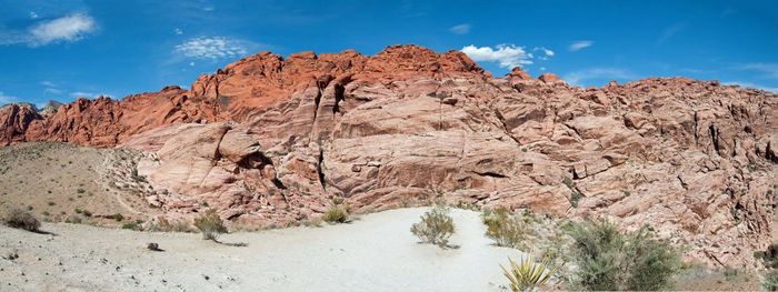 Rock formations on landscape against sky