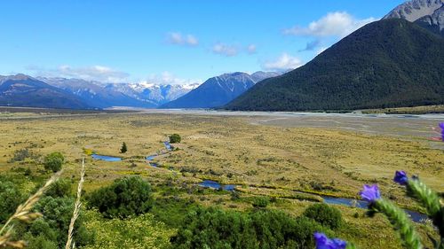 Scenic view of mountains against sky