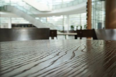 Surface level of wooden table