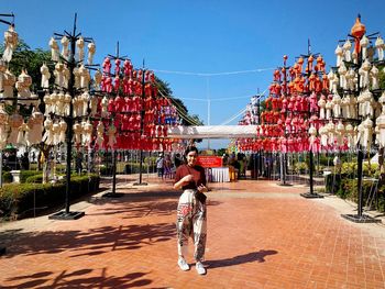 Colorful lantern trees in the marvelous temple courtyard, northern thailand