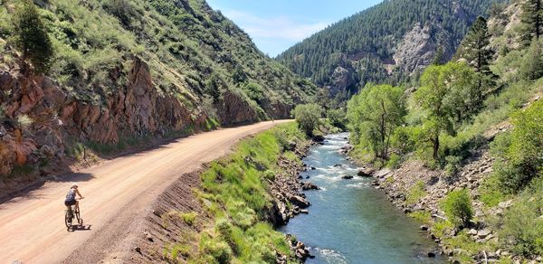 Scenic view of river in canyon 