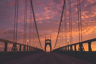 Bridge over river at sunset