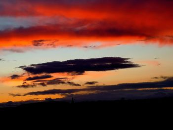 Low angle view of dramatic sky during sunset