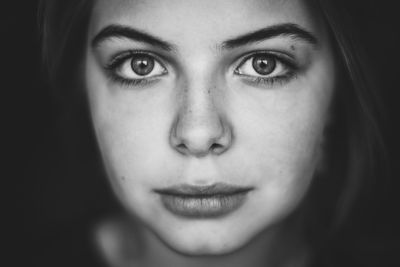 Close-up portrait of serious woman