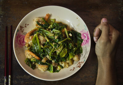 Close-up of food on plate on table