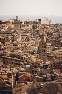 High angle view of buildings in city